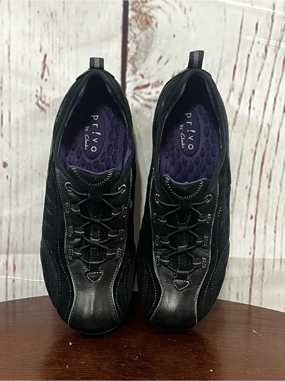 Privo by Clarks Black Slip-On Athletic Sneakers Suede & calf leather women’s 6